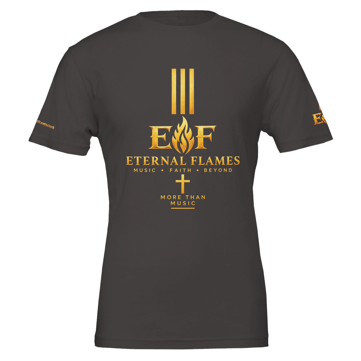 MORE THAN MUSIC Eternal Flames premium unisex T-shirt – branded product mockup