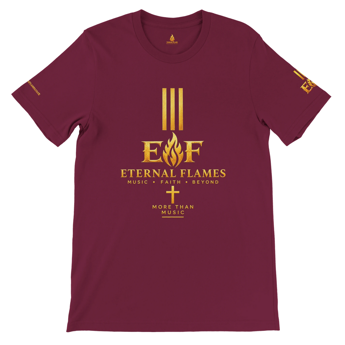 MORE THAN MUSIC Eternal Flames premium unisex T-shirt in Maroon – front design