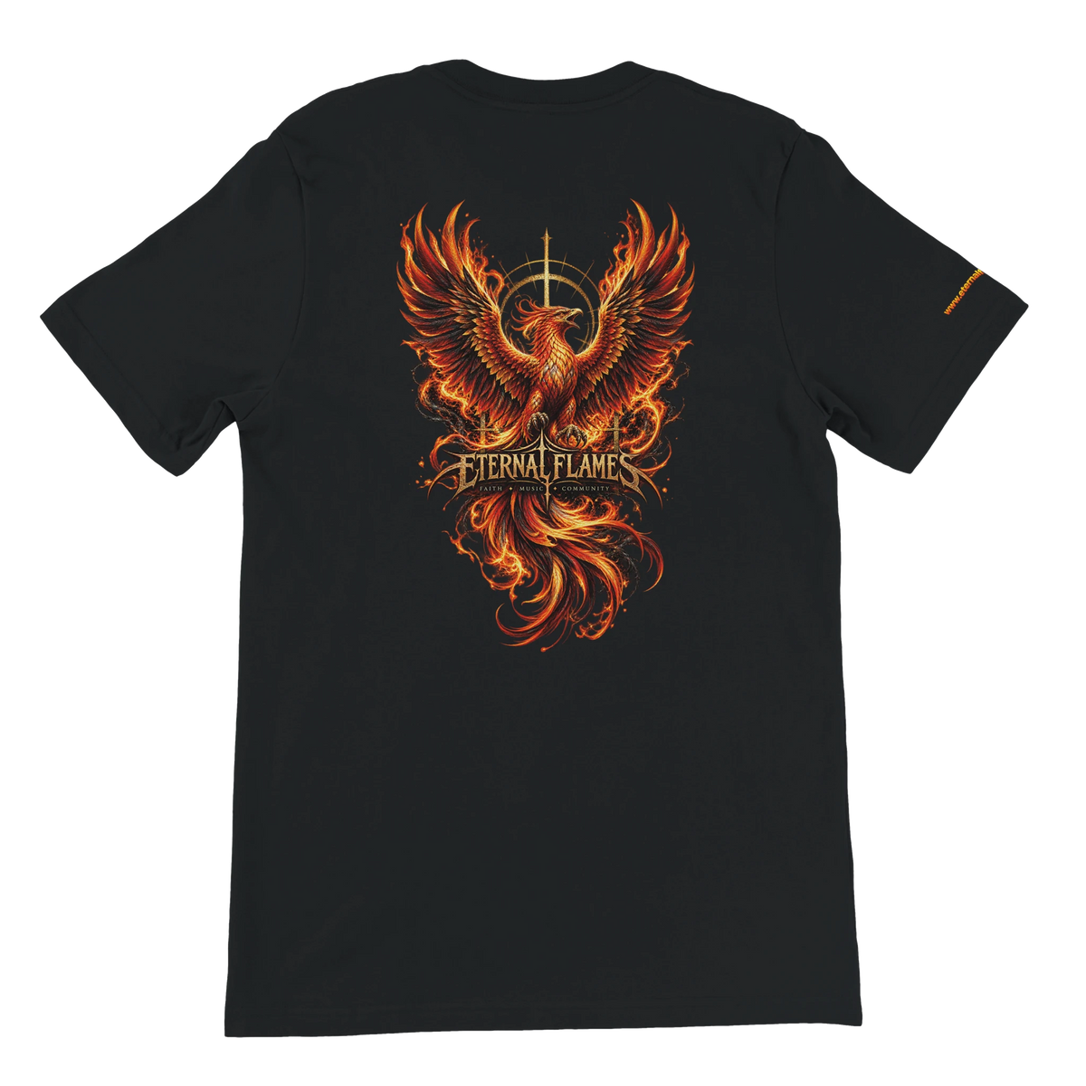 ETERNAL PHOENIX Eternal Flames premium unisex T-shirt – large phoenix back print on Black