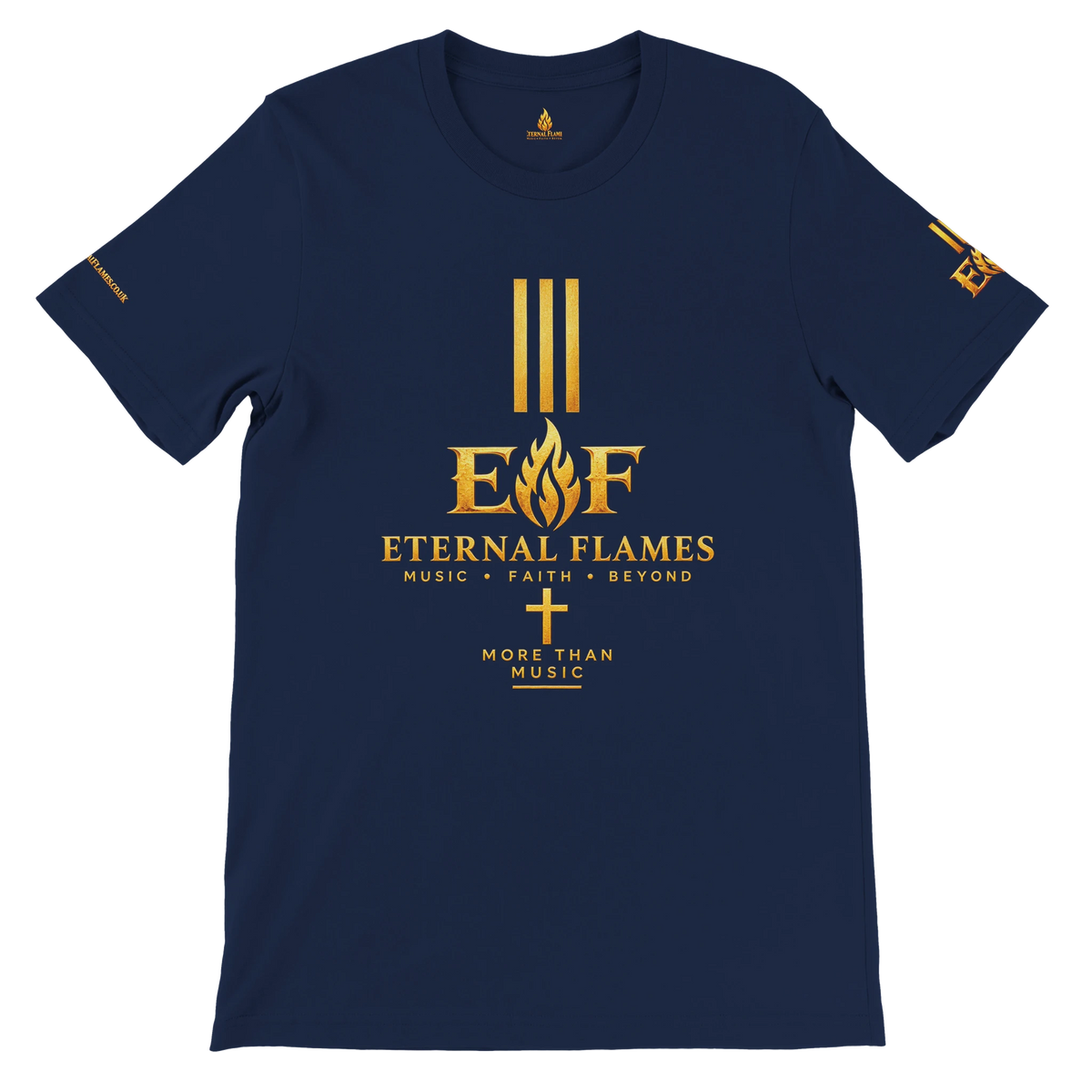 MORE THAN MUSIC Eternal Flames premium unisex T-shirt in Navy – front design
