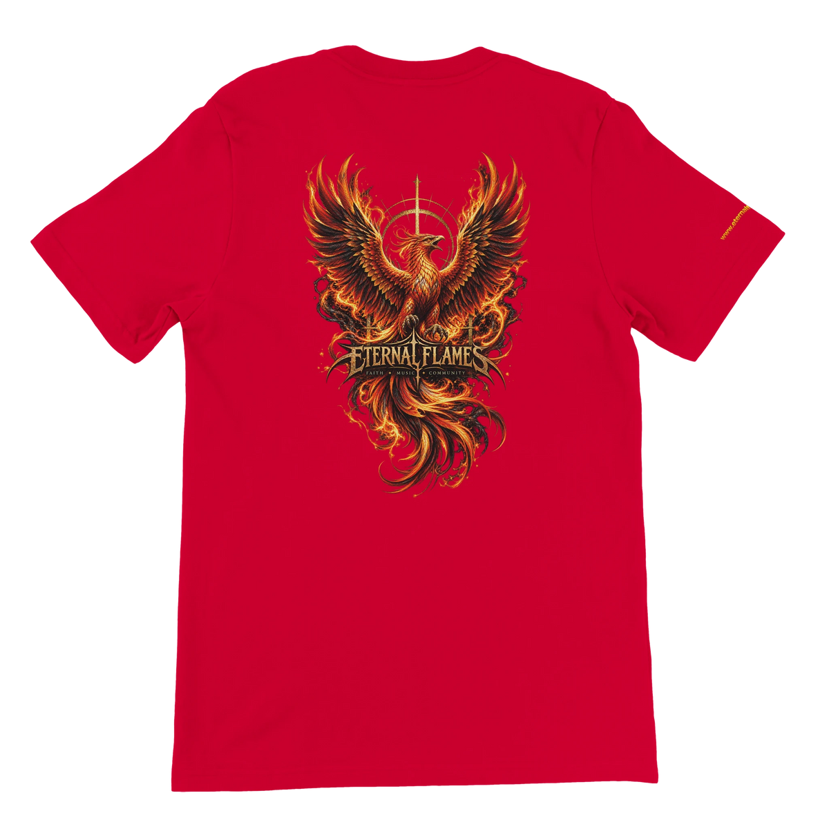 ETERNAL PHOENIX Eternal Flames premium unisex T-shirt – large phoenix back print on Red