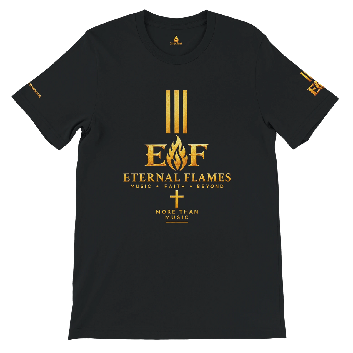 MORE THAN MUSIC Eternal Flames premium unisex T-shirt in Black – front design